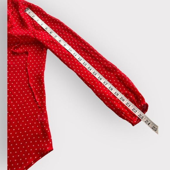 ANA Red Star Print Sheer Blouse Size Small - Picture 10 of 11